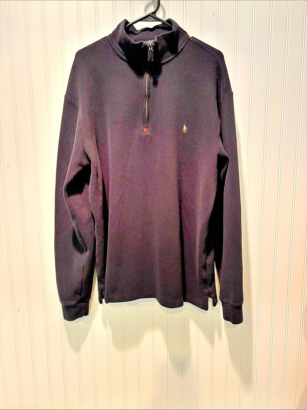 Polo Ralph Lauren Cotton Quarter-Zip Sweater Black Large Tall